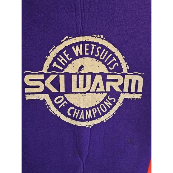 Vtg 90s SKI WARM Men M Purple/Neon Neoprene Shorty Wetsuit Surfer House USA - Picture 2 of 9